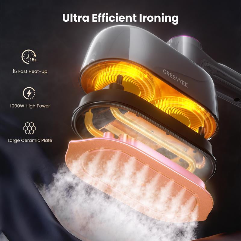 GREENYEE Travel Must-Have & Fits Carry-On | Foldable Iron | Powerful 2-In-1 Dry & Steam, 5S Fast Heat & 180° Rotatable