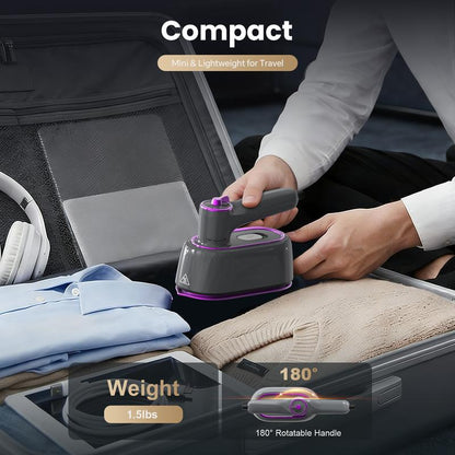 GREENYEE Travel Must-Have & Fits Carry-On | Foldable Iron | Powerful 2-In-1 Dry & Steam, 5S Fast Heat & 180° Rotatable